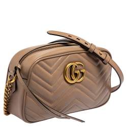 مملوكة مسبقًا Gucci Beige Matelasse Leather Small GG Marmont Shoulder Bag