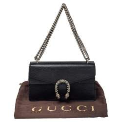 Pre Owned Gucci Black Leather Small Dionysus Shoulder Bag
