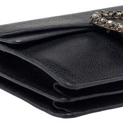 Pre Owned Gucci Black Leather Small Dionysus Shoulder Bag