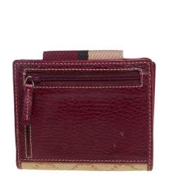 Pre Owned Gucci Beige/Burgundy GG Canvas and Leather Compact Wallet