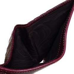 Pre Owned Gucci Beige/Burgundy GG Canvas and Leather Compact Wallet