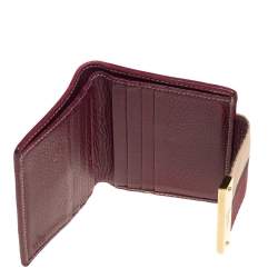 Pre Owned Gucci Beige/Burgundy GG Canvas and Leather Compact Wallet