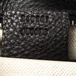 Pre Owned Gucci Black GG Neoprene and Leather Large New Bamboo Tassel Top Handle Bag