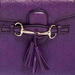 Pre Owned حقيبة كتف غوتشي إيميلي بسلسلة صغيرة جلد غوتشيسيما بنفسجي 