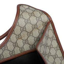 Pre Owned Gucci Beige/Brown GG Supreme Canvas and Leather Large Joy Tote