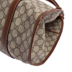 Pre Owned Gucci Beige/Brown GG Supreme Canvas and Leather Large Joy Tote