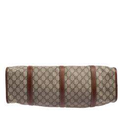 Pre Owned Gucci Beige/Brown GG Supreme Canvas and Leather Large Joy Tote