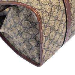 Pre Owned Gucci Beige/Brown GG Supreme Canvas and Leather Large Joy Tote