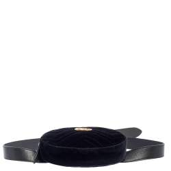 Pre Owned حقيبة غوتشي حزام مارمونت GG  قطيفة ماتيلاس وجلد أسود 