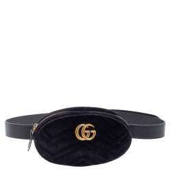 Pre Owned حقيبة غوتشي حزام مارمونت GG  قطيفة ماتيلاس وجلد أسود 