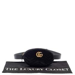 Pre Owned حقيبة غوتشي حزام مارمونت GG  قطيفة ماتيلاس وجلد أسود 