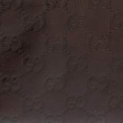 Pre Owned Gucci Dark Brown Guccissima Leather Zip Pouch