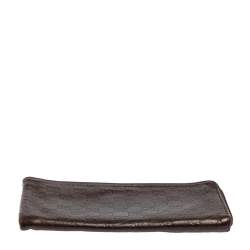 Pre Owned Gucci Dark Brown Guccissima Leather Zip Pouch