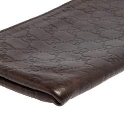 Pre Owned Gucci Dark Brown Guccissima Leather Zip Pouch