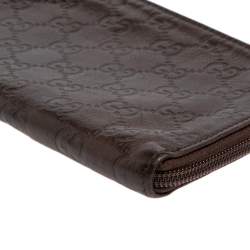 Pre Owned Gucci Dark Brown Guccissima Leather Zip Pouch