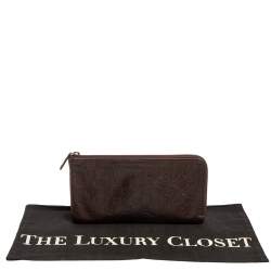 Pre Owned Gucci Dark Brown Guccissima Leather Zip Pouch