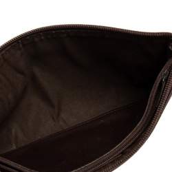 Pre Owned Gucci Dark Brown Guccissima Leather Zip Pouch