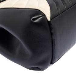 Pre Owned Gucci Black/White Quilted Leather Medium Queen Margaret Bamboo Top Handle Bag