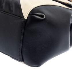Pre Owned Gucci Black/White Quilted Leather Medium Queen Margaret Bamboo Top Handle Bag