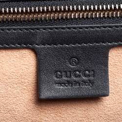 Pre Owned Gucci Black/White Quilted Leather Medium Queen Margaret Bamboo Top Handle Bag