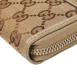 Gucci Beige/Metallic GG Canvas and Leather Mayfair Zip Around Wallet