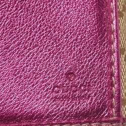 Pre Owned محفظة غوتشي بريت كونتيننتال جلد و كانفاس جي جي وردي ميتاليك و بيج