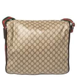 Pre Owned Gucci Beige/Brown GG Supreme Canvas Vintage Web Messenger Bag