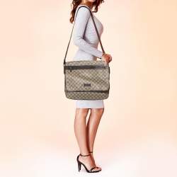 Pre Owned Gucci Beige/Brown GG Supreme Canvas Vintage Web Messenger Bag