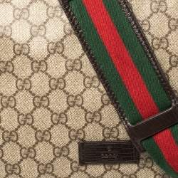 Pre Owned Gucci Beige/Brown GG Supreme Canvas Vintage Web Messenger Bag