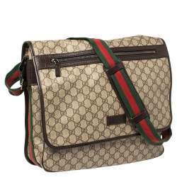 Pre Owned Gucci Beige/Brown GG Supreme Canvas Vintage Web Messenger Bag