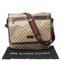 Pre Owned Gucci Beige/Brown GG Supreme Canvas Vintage Web Messenger Bag