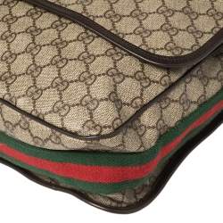 Pre Owned Gucci Beige/Brown GG Supreme Canvas Vintage Web Messenger Bag