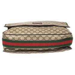 Pre Owned Gucci Beige/Brown GG Supreme Canvas Vintage Web Messenger Bag
