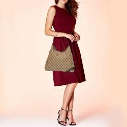 مملوكة مسبقًا Gucci Brown/Beige GG Canvas and Leather Trim New Britt Hobo