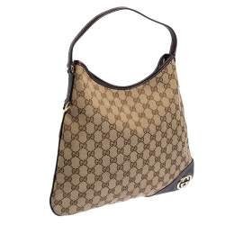 مملوكة مسبقًا Gucci Brown/Beige GG Canvas and Leather Trim New Britt Hobo