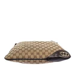 مملوكة مسبقًا Gucci Brown/Beige GG Canvas and Leather Trim New Britt Hobo