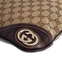 مملوكة مسبقًا Gucci Brown/Beige GG Canvas and Leather Trim New Britt Hobo