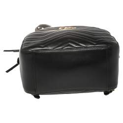 Pre Owned Gucci Black Matelassé Leather GG Marmont Backpack