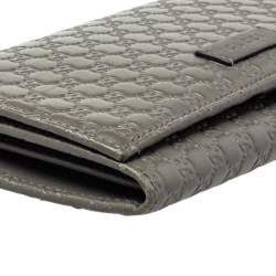 Pre Owned Gucci Grey Microguccissima Leather Continental Wallet