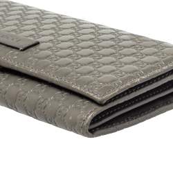 Pre Owned Gucci Grey Microguccissima Leather Continental Wallet