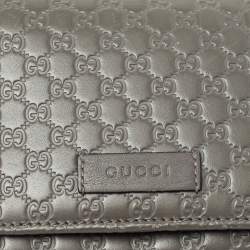 Pre Owned Gucci Grey Microguccissima Leather Continental Wallet