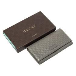 Pre Owned Gucci Grey Microguccissima Leather Continental Wallet
