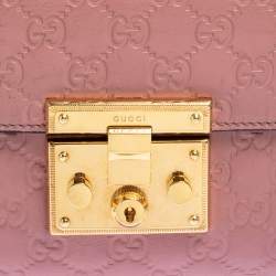 Pre Owned Gucci Pink Guccissima Leather Small Padlock Shoulder Bag