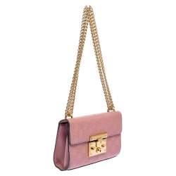 Pre Owned Gucci Pink Guccissima Leather Small Padlock Shoulder Bag