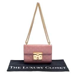 Pre Owned Gucci Pink Guccissima Leather Small Padlock Shoulder Bag