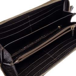 Pre Owned محفظة غوتشي سحاب ملتف شراشيب بامبو جلد وكانفاس ديانمانت بني/ بيج