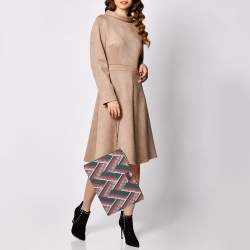 مملوكة مسبقًا Gucci Beige/Ebony GG Supreme Chevron Canvas Medium Zip Pouch