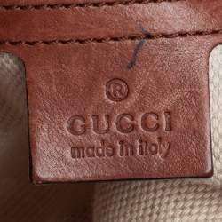 Pre Owned Gucci Beige/Brown Diamante Canvas and Leather Village Double G Hobo