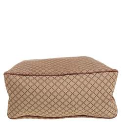 Pre Owned Gucci Beige/Brown Diamante Canvas and Leather Village Double G Hobo