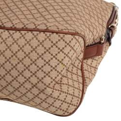 Pre Owned Gucci Beige/Brown Diamante Canvas and Leather Village Double G Hobo